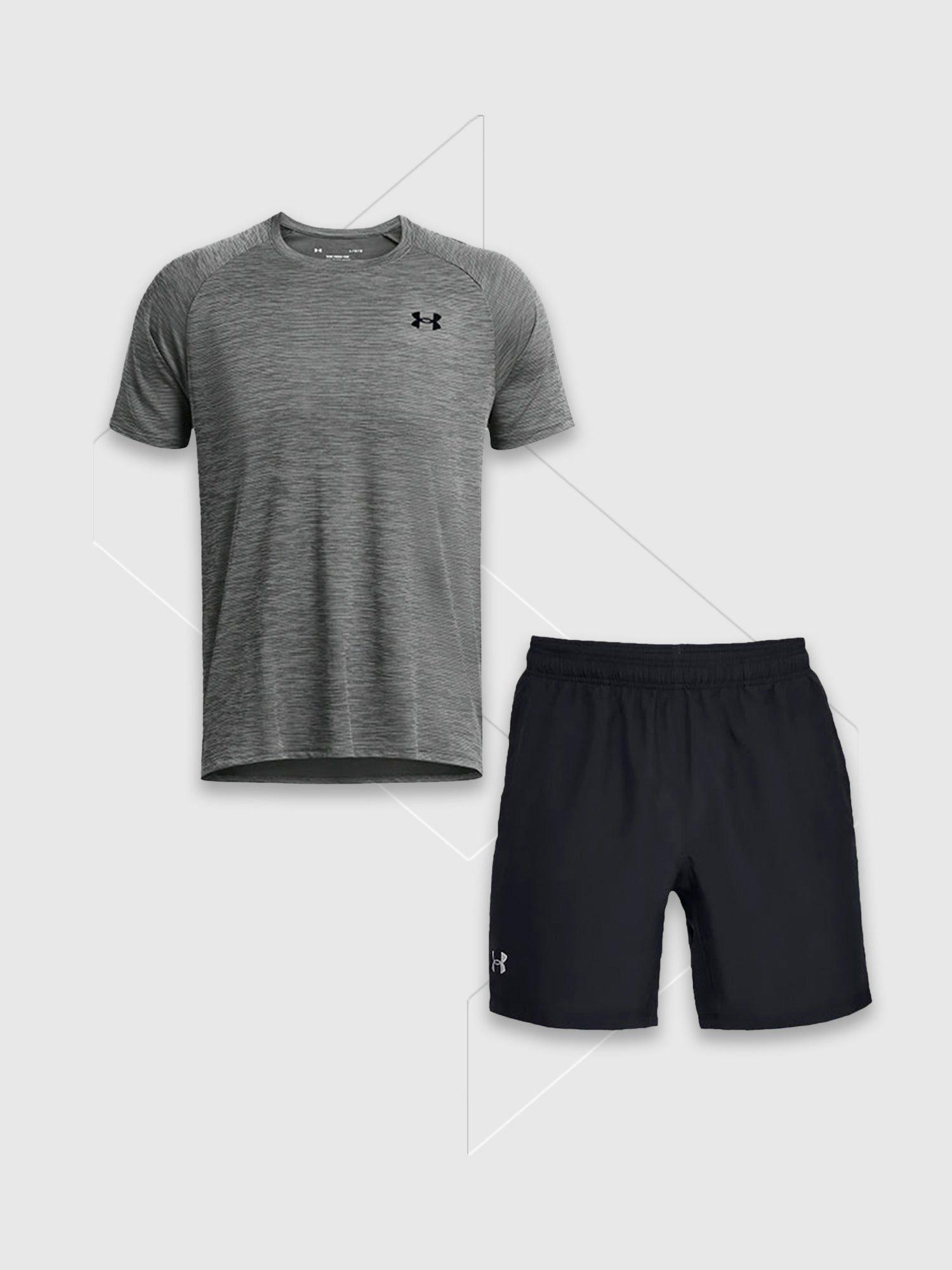 Under Armour Tech Speed Stride T-Shirt/Short Set Grey/Black from Saxumo