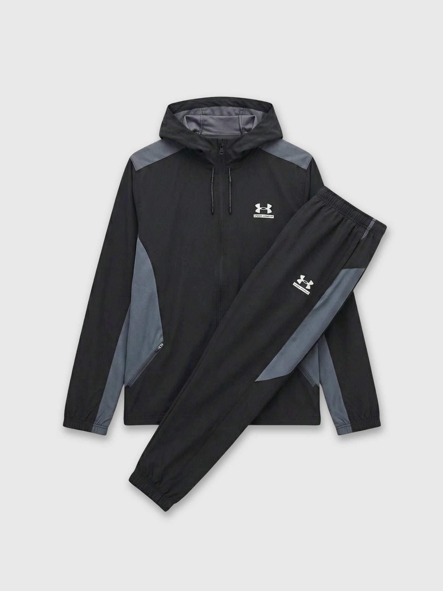 Under Armour Tech Sport Woven Jacket/Pant Set Black/Castlerock/White from Saxumo.com