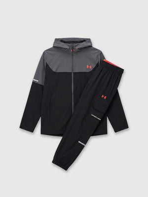 Under Armour Tech Utility Woven Jacket/Pant Set Black/Castlerock/Venom Red from Saxumo.com