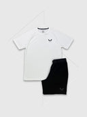 Castore Adapt Training Branded Elastic T-Shirt/Short Set White/Black